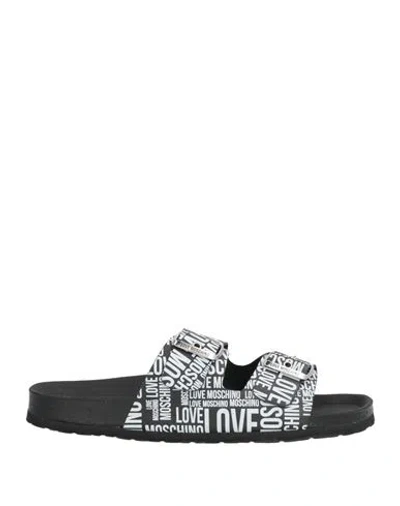 Love Moschino Woman Sandals Black Size 8 Soft Leather