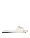 Love Moschino Woman Sandals Ivory Size 8 Calfskin In White