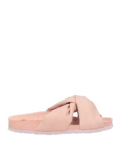 Love Moschino Woman Sandals Pink Size 8 Textile Fibers