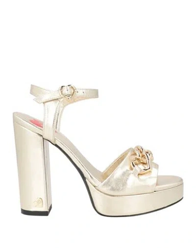Love Moschino Woman Sandals Platinum Size 6 Leather In White
