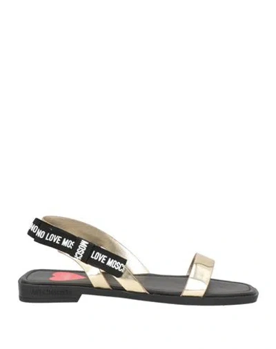 Love Moschino Woman Sandals Platinum Size 7 Textile Fibers In Black