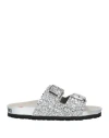 Love Moschino Woman Sandals Silver Size 8 Rubber In Silver