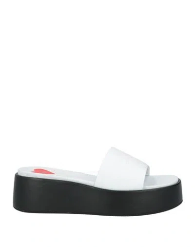 Love Moschino Woman Sandals White Size 6 Leather