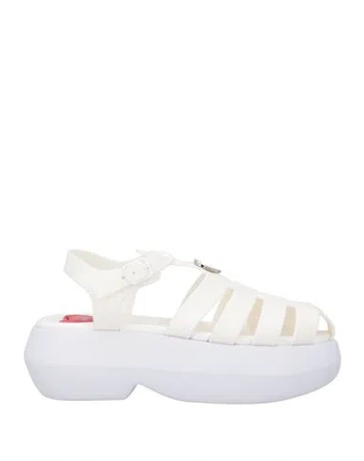 Love Moschino Woman Sandals White Size 6 Pvc - Polyvinyl Chloride