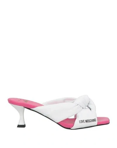 Love Moschino Woman Sandals White Size 8 Leather