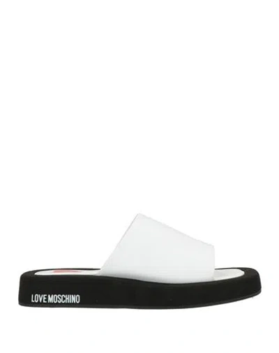 Love Moschino Woman Sandals White Size 8 Leather