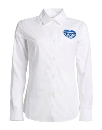 Love Moschino Woman Shirt White Size 2 Cotton, Elastane