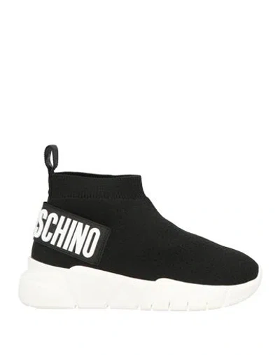 Love Moschino Woman Sneakers Black Size 6 Textile Fibers