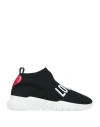 Love Moschino Woman Sneakers Black Size 6 Textile Fibers, Soft Leather, Rubber In Black