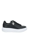 Love Moschino Woman Sneakers Black Size 8 Calfskin In Black