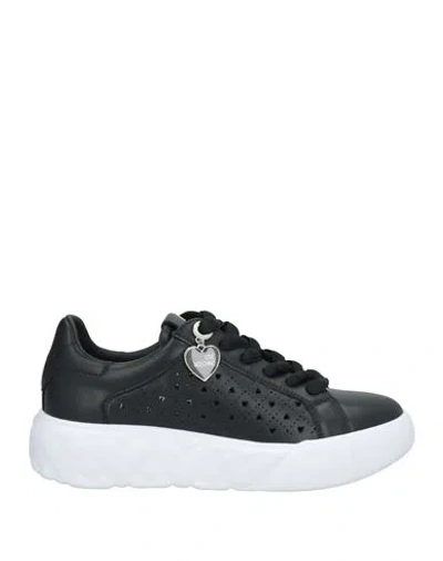 Love Moschino Woman Sneakers Black Size 8 Calfskin