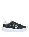Love Moschino Woman Sneakers Black Size 8 Calfskin In Black