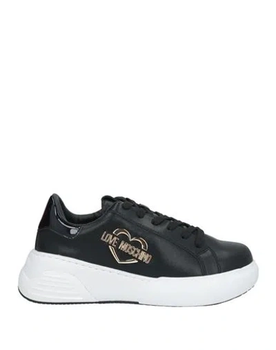 Love Moschino Woman Sneakers Black Size 8 Calfskin