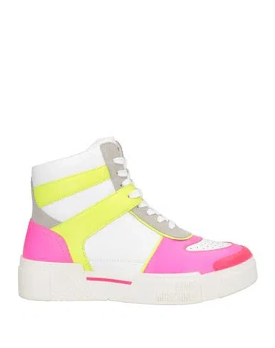 Love Moschino Woman Sneakers Fuchsia Size 7 Leather In Pink