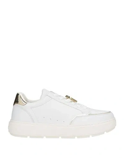 Love Moschino Woman Sneakers White Size 11 Calfskin In Animal Print