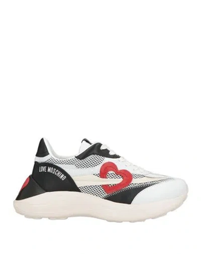 Love Moschino Woman Sneakers White Size 6 Leather, Textile Fibers