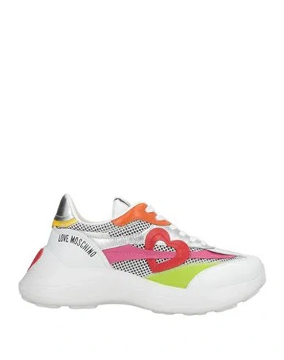 Love Moschino Woman Sneakers White Size 7 Leather, Textile Fibers