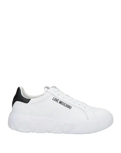 LOVE MOSCHINO LOVE MOSCHINO WOMAN SNEAKERS WHITE SIZE 8 LEATHER