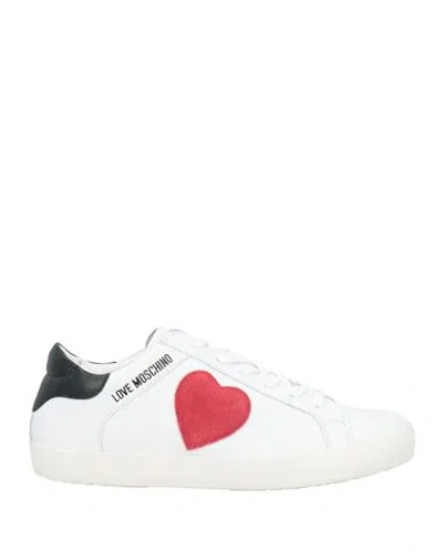 Love Moschino Woman Sneakers White Size 8 Leather In Multi