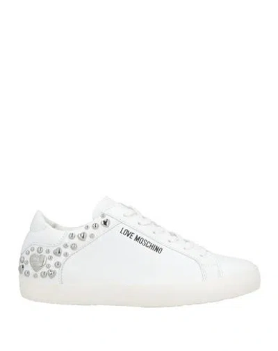 Love Moschino Woman Sneakers White Size 8 Leather