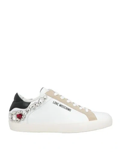 Love Moschino Woman Sneakers White Size 8 Leather