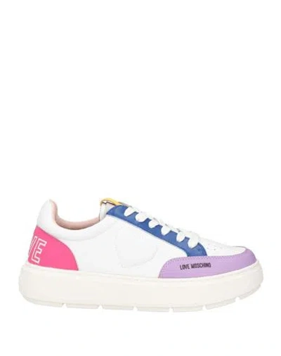 Love Moschino Woman Sneakers White Size 8 Leather