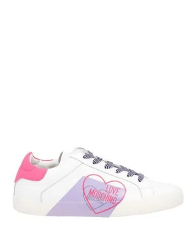 Love Moschino Woman Sneakers White Size 8 Leather