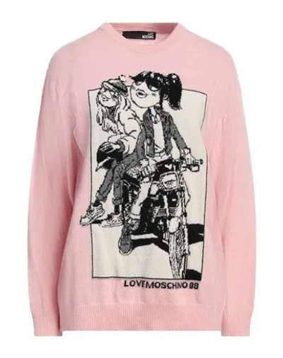 Love Moschino Woman Sweater Pink Size 4 Wool, Polyamide