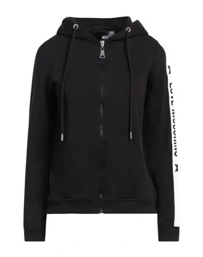 Love Moschino Woman Sweatshirt Black Size 10 Cotton, Elastane