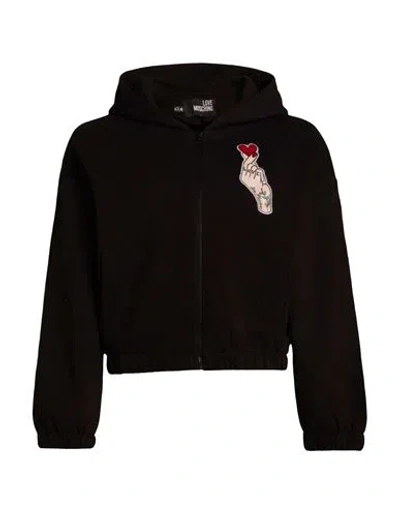 Love Moschino Woman Sweatshirt Black Size 4 Cotton