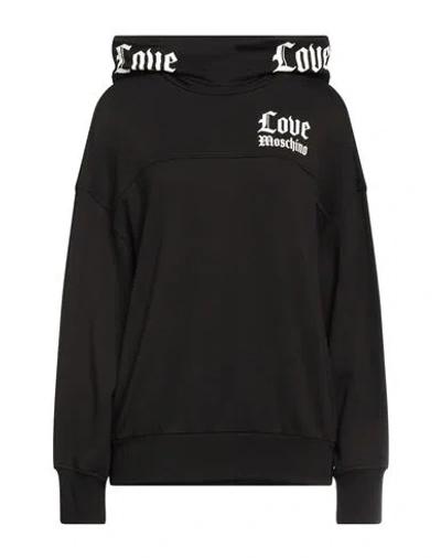 Love Moschino Woman Sweatshirt Black Size 4 Cotton, Elastane