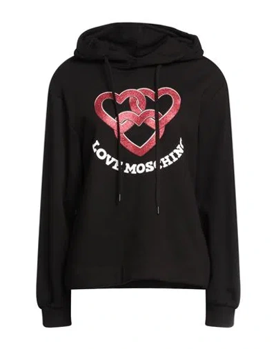 Love Moschino Woman Sweatshirt Black Size 10 Cotton