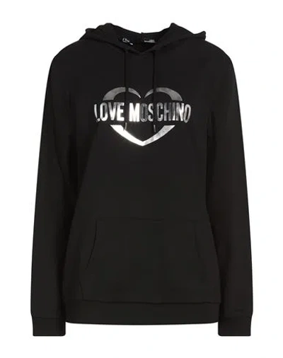 Love Moschino Woman Sweatshirt Black Size 8 Cotton