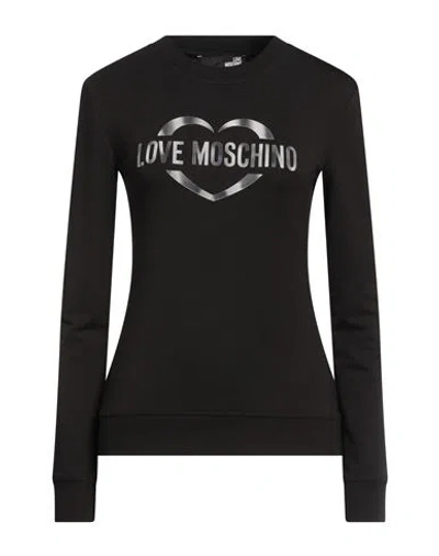 Love Moschino Woman Sweatshirt Black Size 8 Cotton, Modal, Elastane