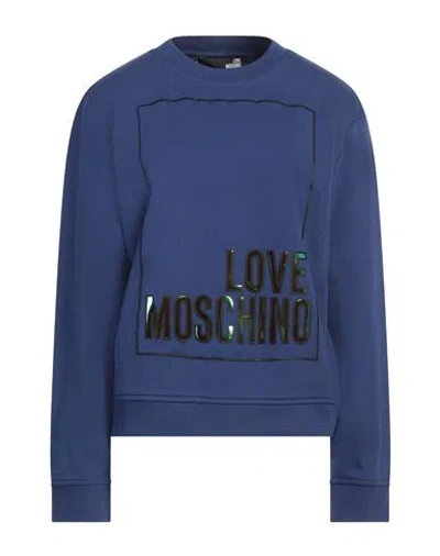 Love Moschino Woman Sweatshirt Bright Blue Size 6 Cotton, Elastane
