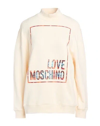 Love Moschino Woman Sweatshirt Cream Size 4 Cotton In Neutral