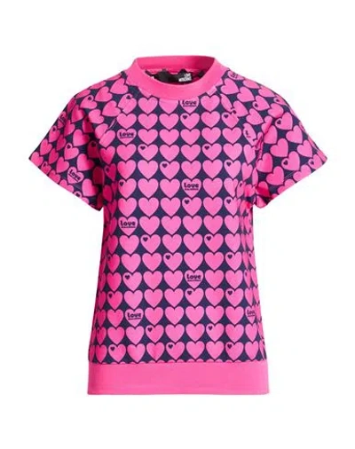 Love Moschino Woman Sweatshirt Fuchsia Size 10 Cotton, Elastane In Pink