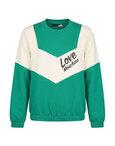 Love Moschino Woman Sweatshirt Green Size 2 Cotton, Elastane