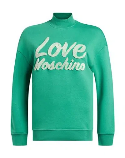 Love Moschino Woman Sweatshirt Green Size 2 Cotton, Polyester