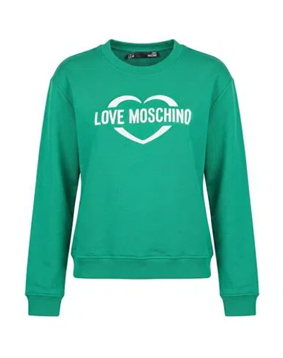 Love Moschino Woman Sweatshirt Green Size 4 Cotton