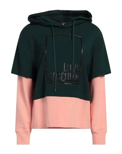 Love Moschino Woman Sweatshirt Green Size 6 Cotton, Modal, Elastane