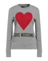Love Moschino Woman Sweatshirt Grey Size 4 Cotton, Elastane In Grey