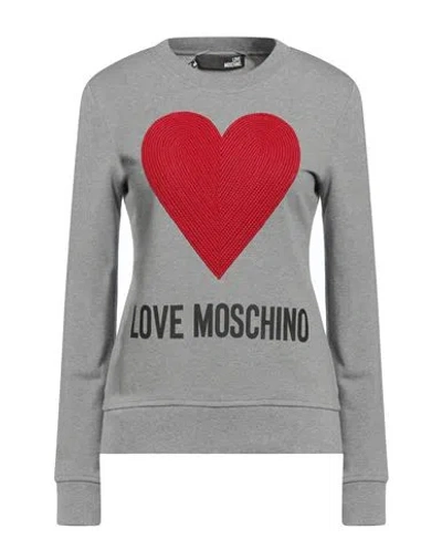 Love Moschino Woman Sweatshirt Grey Size 4 Cotton, Elastane