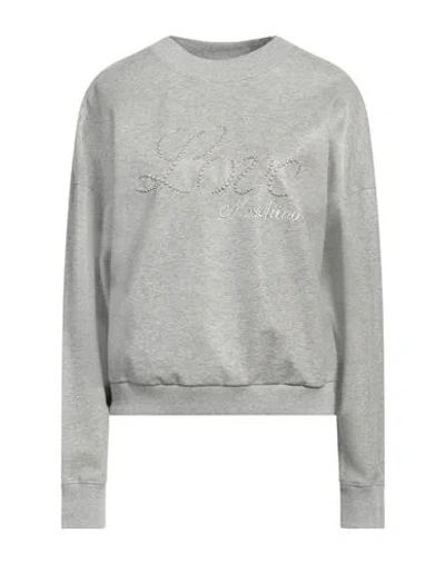 Love Moschino Woman Sweatshirt Grey Size 4 Cotton, Elastane