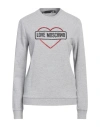 Love Moschino Woman Sweatshirt Light Grey Size 10 Cotton In Grey