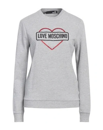 Love Moschino Woman Sweatshirt Light Grey Size 10 Cotton