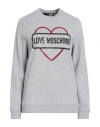 Love Moschino Woman Sweatshirt Light Grey Size 6 Cotton
