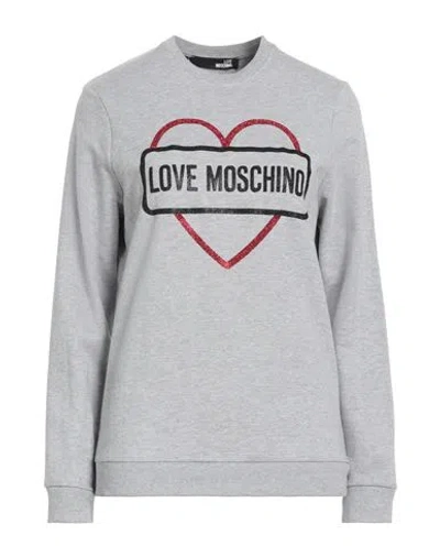 Love Moschino Woman Sweatshirt Light Grey Size 6 Cotton