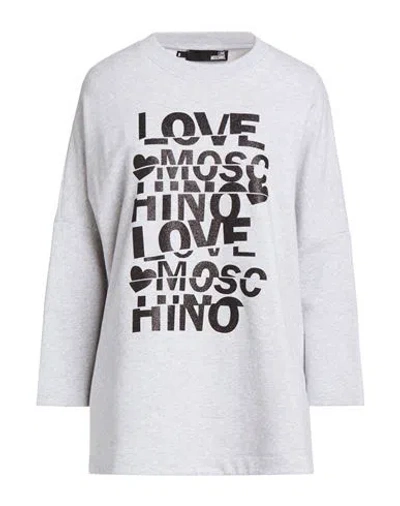 Love Moschino Woman Sweatshirt Light Grey Size L Cotton In Gray