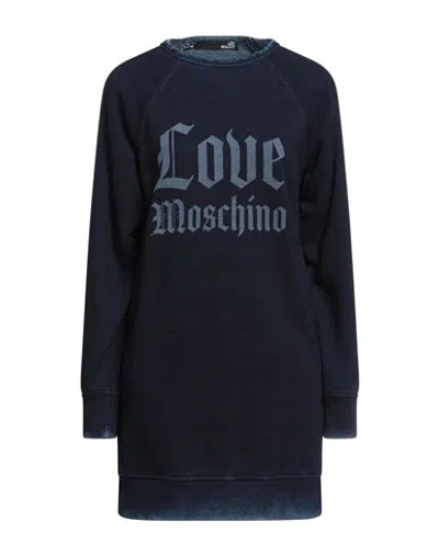 Love Moschino Woman Sweatshirt Midnight Blue Size 2 Cotton, Polyester